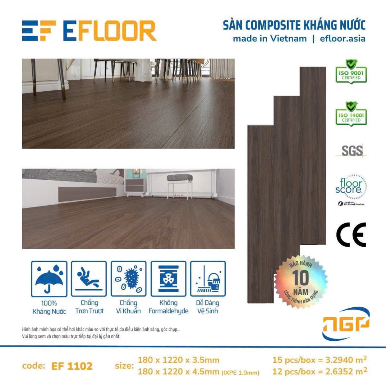 sàn nhựa hèm khoá Efloor 1102
