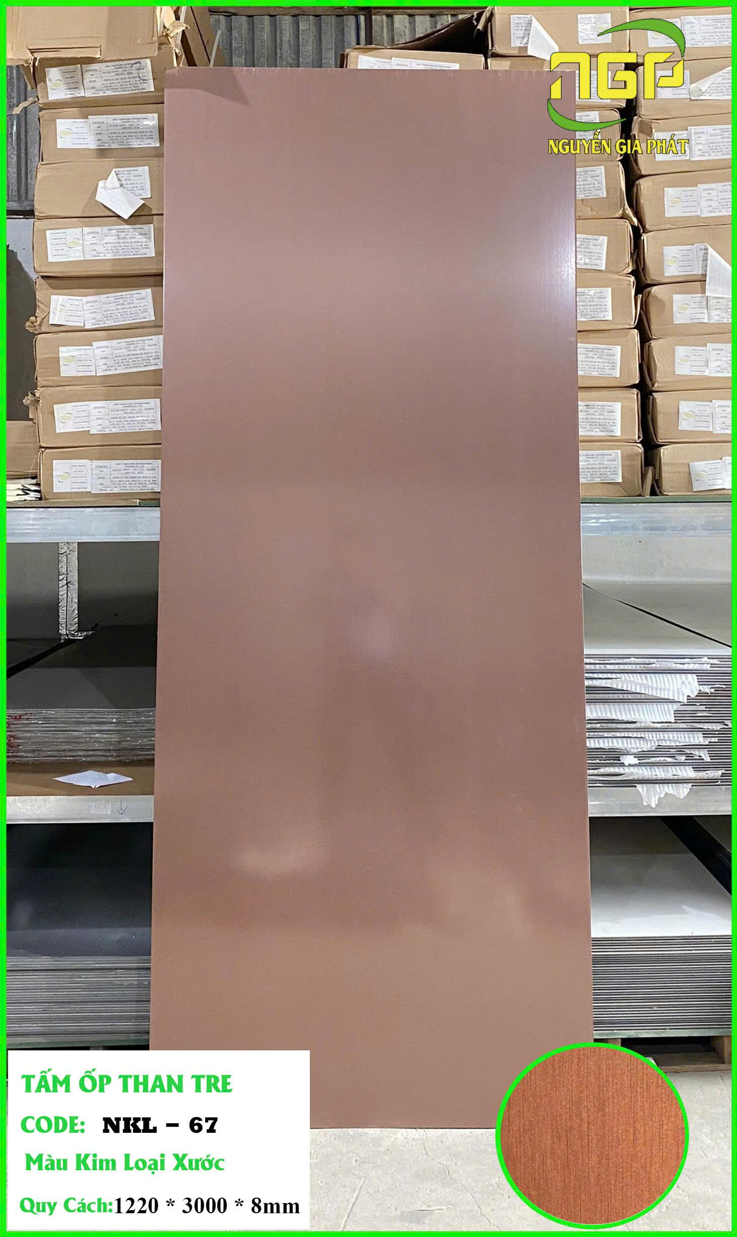 tấm ốp than tre kim loại xước NKL67